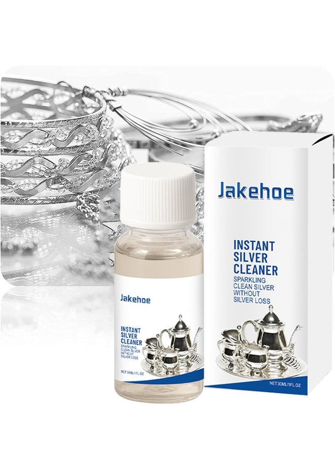 Jakehoe منظف الفضة الفوري، منظف الفضة الفوري للاستخدام المنزلي والمطبخي، منظف الفضة الفوري بدون فقدان الفضة (ملمع الفضة) 30 مل - Image 1