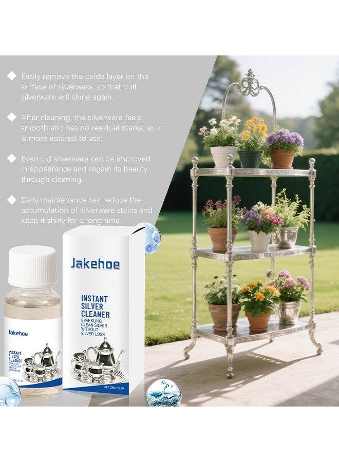 Jakehoe منظف الفضة الفوري، منظف الفضة الفوري للاستخدام المنزلي والمطبخي، منظف الفضة الفوري بدون فقدان الفضة (ملمع الفضة) 30 مل - Image 5
