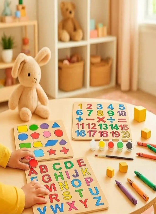 MAHANTNISHTH Wooden Learning Educational Board for Kids, Puzzle Toys for 2+ Years Old Boys & Girls Educational Toys for Toddlers & Preschoolers, ABCD for Kids(Alphabets, Numbers & Shapes) - Image 2