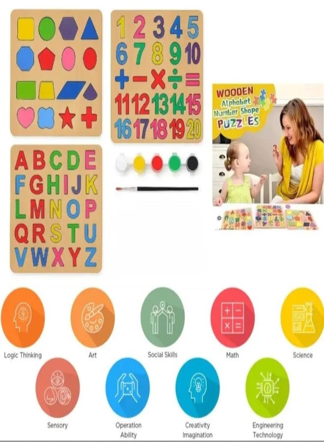 MAHANTNISHTH Wooden Learning Educational Board for Kids, Puzzle Toys for 2+ Years Old Boys & Girls Educational Toys for Toddlers & Preschoolers, ABCD for Kids(Alphabets, Numbers & Shapes) - Image 4