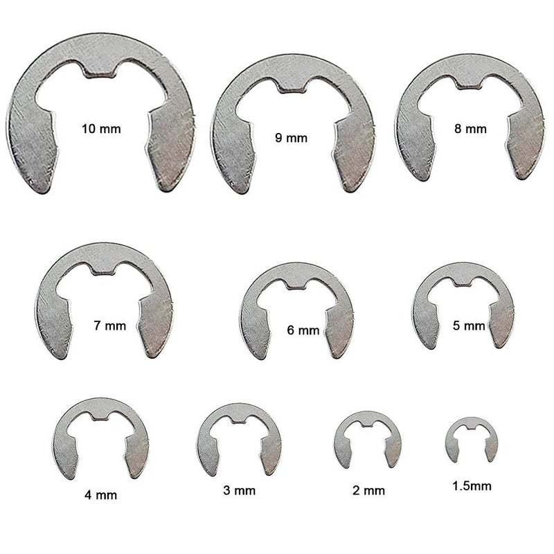 DIY Crafts DIY DIYC-14818 Crafts Stainless Steel E-Clip External Retaining Rings Circlip Assortment Kit Scientific Accessories Dno# 69 (Pack of 1 pc, Silver) - Image 5