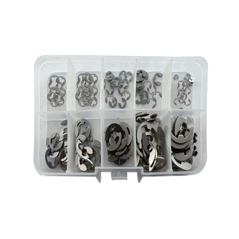 DIY Crafts DIY DIYC-14818 Crafts Stainless Steel E-Clip External Retaining Rings Circlip Assortment Kit Scientific Accessories Dno# 69 (Pack of 1 pc, Silver) - Image 2
