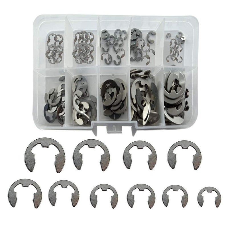 DIY Crafts DIY DIYC-14818 Crafts Stainless Steel E-Clip External Retaining Rings Circlip Assortment Kit Scientific Accessories Dno# 69 (Pack of 1 pc, Silver) - Image 1