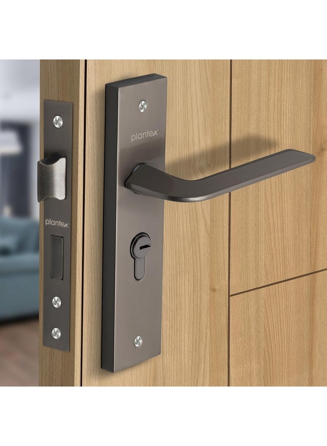 plantex Plantex Heavy-Duty Door Lock Set - Main Door Lock Handle Set/ 6-Lever Lock Mechanism with 3 Year of Warranty/Mortise Lock with 3 Keys, Brass Lock Body & Cylinder(8105 -Satin Black)  - Image 1