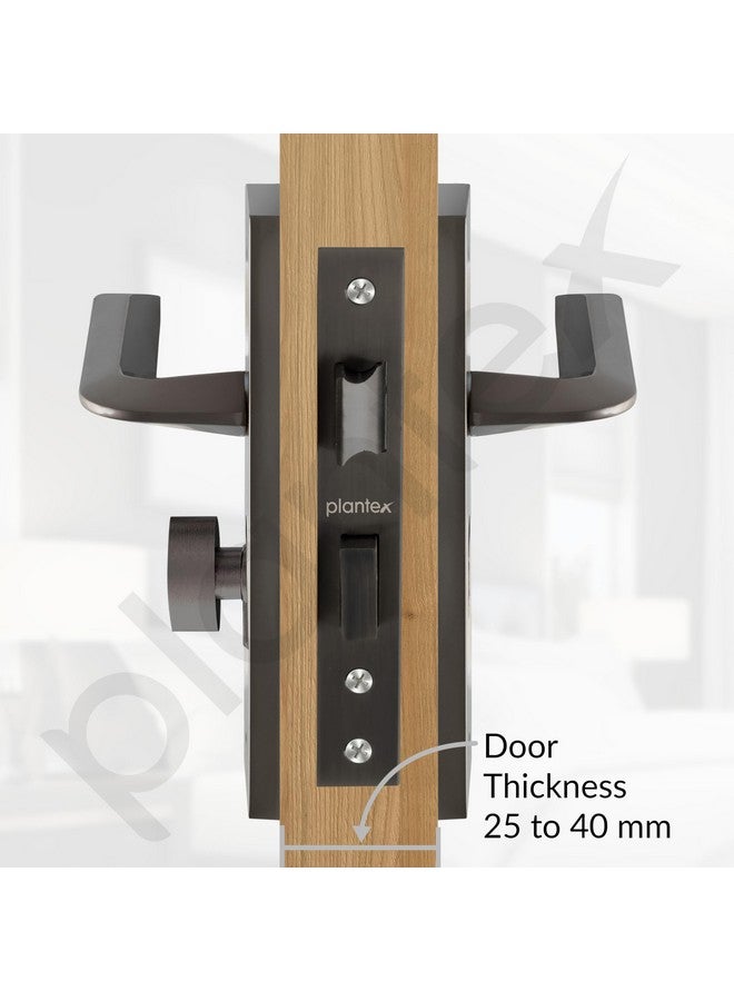 plantex Plantex Heavy-Duty Door Lock Set - Main Door Lock Handle Set/ 6-Lever Lock Mechanism with 3 Year of Warranty/Mortise Lock with 3 Keys, Brass Lock Body & Cylinder(8105 -Satin Black)  - Image 3