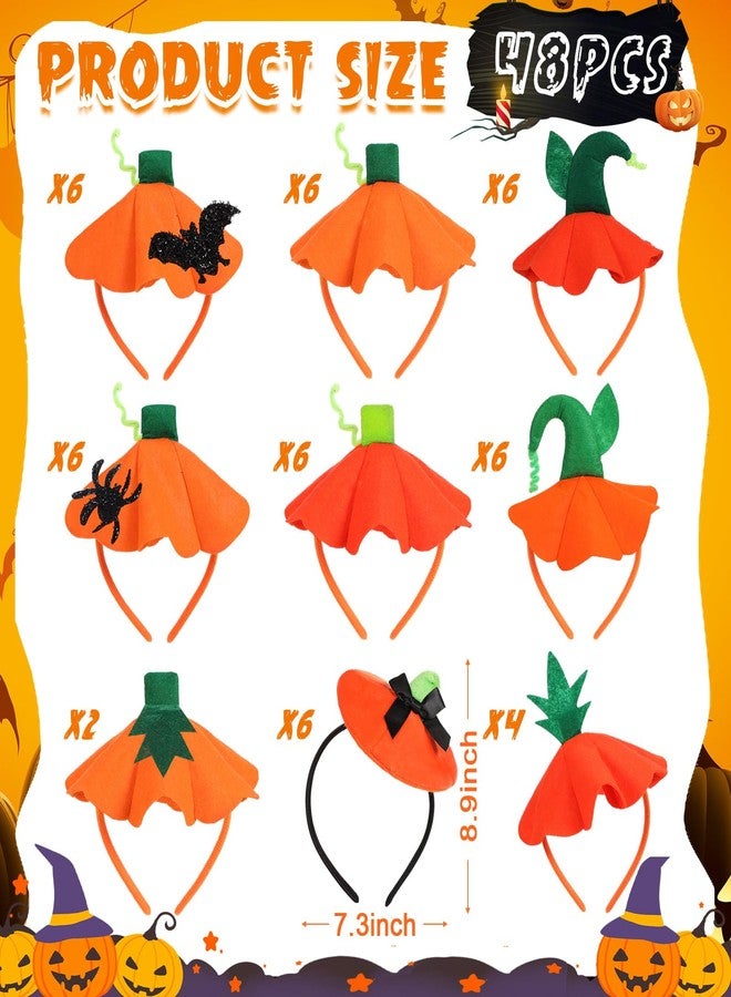 Hotop 48 Pcs Halloween Pumpkin Headbands, Pumpkin Hat Dress up Headband Hair Bands Hair Hoops, Halloween Costume Party Supplies Headwear Accessories for Women Adult - Image 2