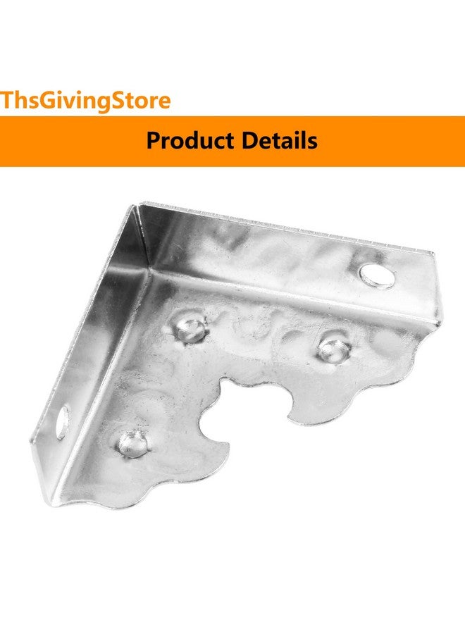 ThsGivingStore 16 قطعة واقيات زوايا الطاولة، حراس زوايا الأثاث المعدنية الفضية القديمة الزخرفية، 0.98x0.98x0.35 بوصة وسادات الزوايا صندوق واقي الزوايا الزخرفية - Image 3
