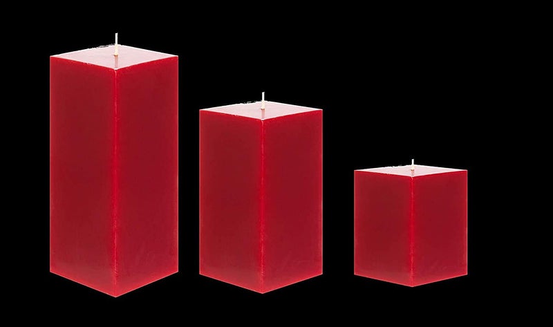 Atorakushon®Smokeless and Dripless Scented Set 3 Red Square Cube Pillar Candles for Party,Birthday Party,Dinner Table, Living Room - Image 2