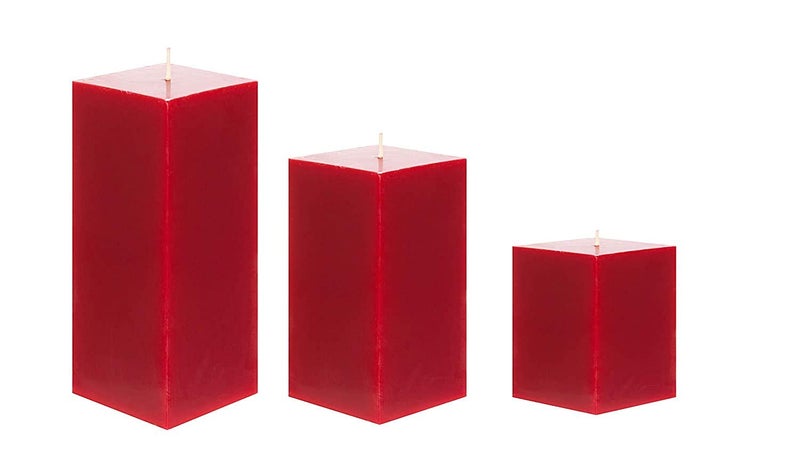 Atorakushon®Smokeless and Dripless Scented Set 3 Red Square Cube Pillar Candles for Party,Birthday Party,Dinner Table, Living Room - Image 1