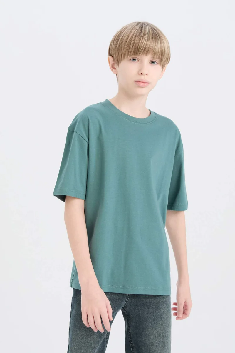 ديفاكتو Boy Oversize Crew Neck Basic T-Shirt