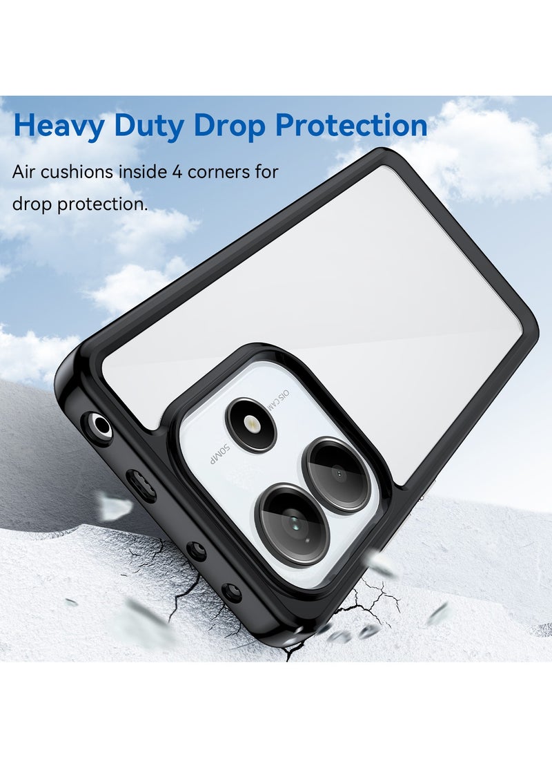 [1+1 Sets] For Xiaomi Redmi Note 14 5G Case & Screen Protector Transparent Frame Protective Cover with Tempered Glass Screen Protector