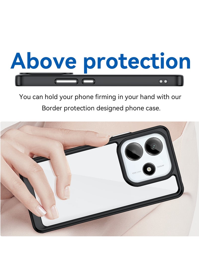[1+1 Sets] For Xiaomi Redmi Note 14 5G Case & Screen Protector Transparent Frame Protective Cover with Tempered Glass Screen Protector