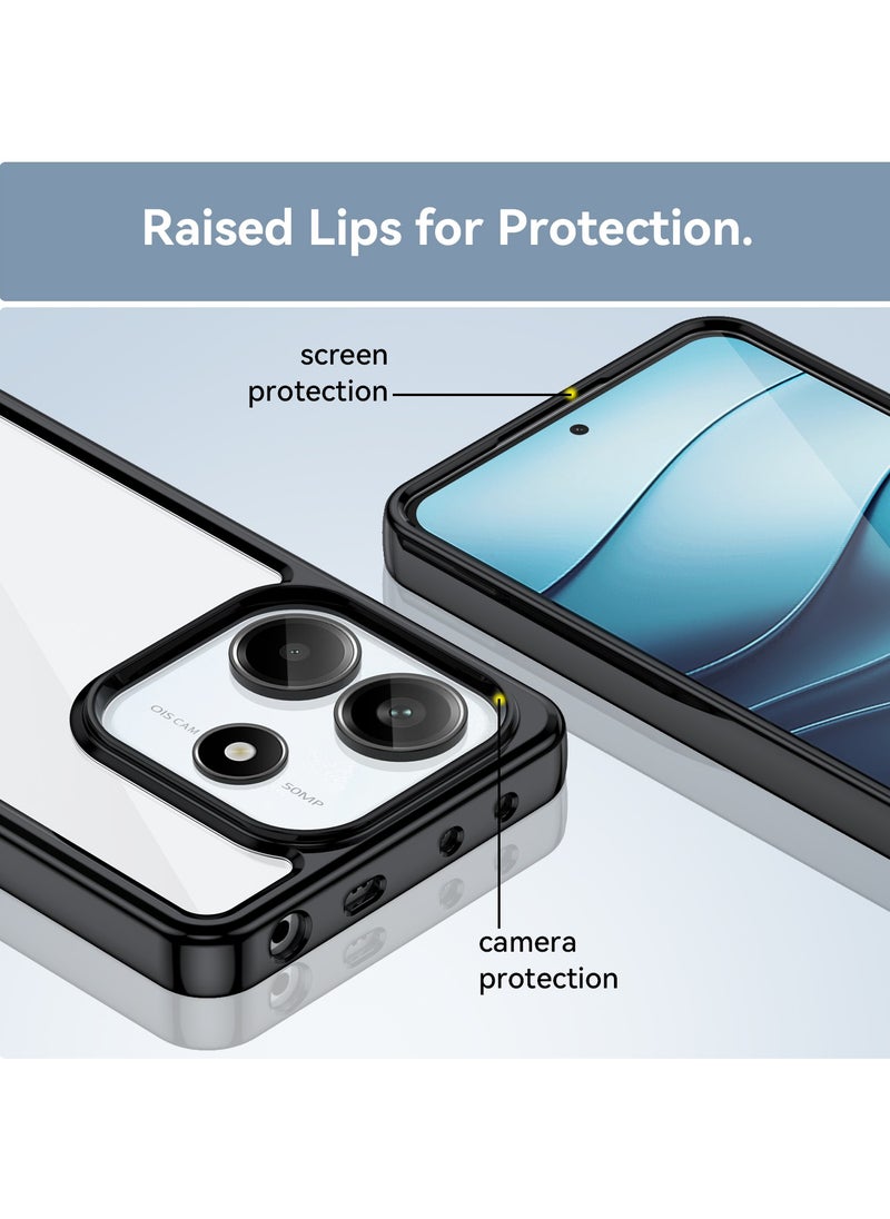 [1+1 Sets] For Xiaomi Redmi Note 14 5G Case & Screen Protector Transparent Frame Protective Cover with Tempered Glass Screen Protector