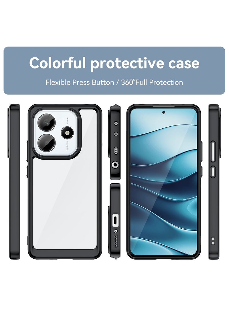 [1+1 Sets] For Xiaomi Redmi Note 14 5G Case & Screen Protector Transparent Frame Protective Cover with Tempered Glass Screen Protector