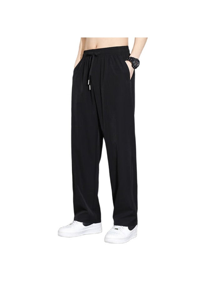 GENIOLAMODE Casual Pants For Men, Korean Style Loose Straight-Leg Commuter Versatile Drawstring Trousers, Simple Draping Comfortable Men'S Pants - Image 3