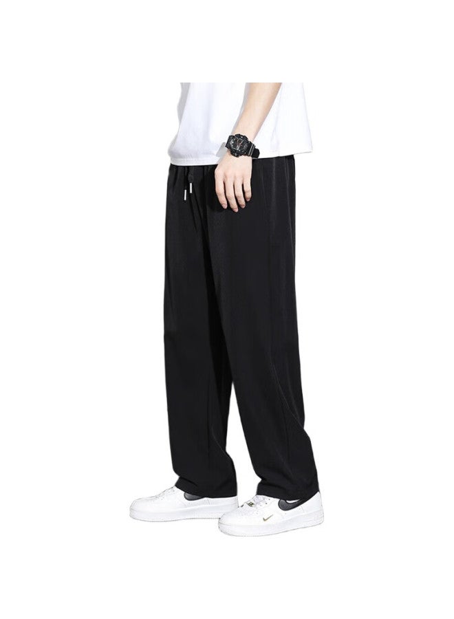 GENIOLAMODE Casual Pants For Men, Korean Style Loose Straight-Leg Commuter Versatile Drawstring Trousers, Simple Draping Comfortable Men'S Pants - Image 1