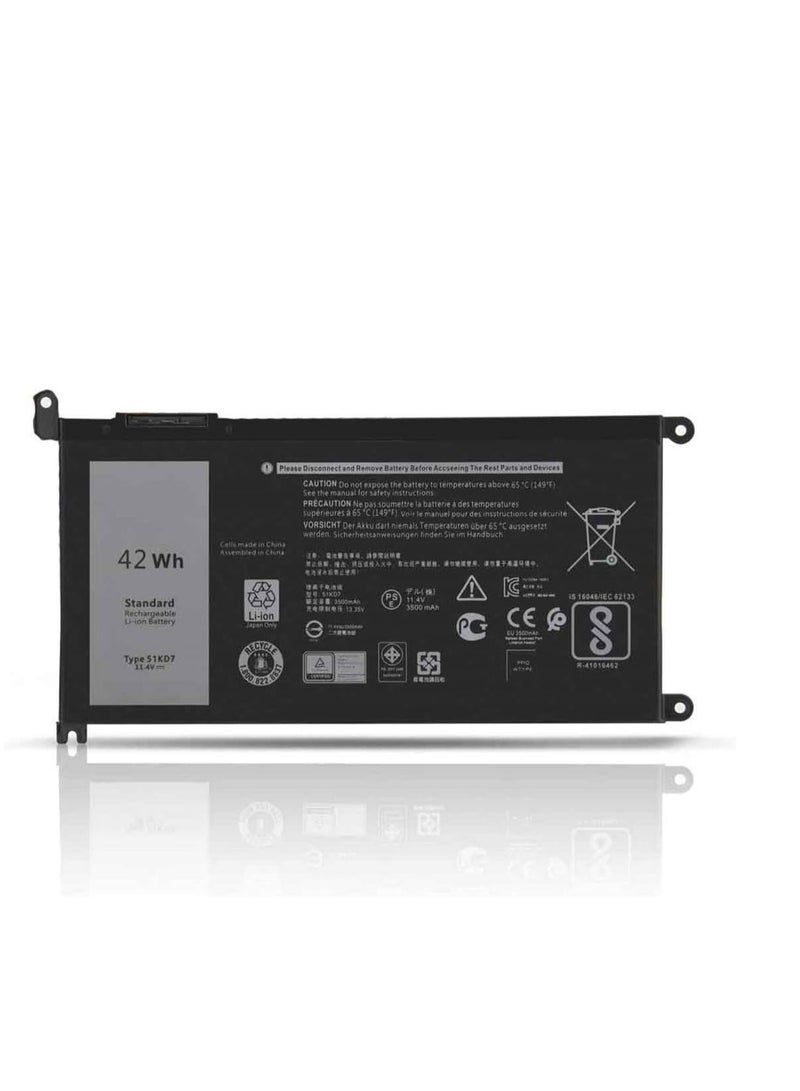 Terabyte بطارية لابتوب بديلة 51KD7 P28T001 Y07HK FY8XM 0FY8XM لجهاز ديل كروم بوك 11 3100 3180 3189 5190 3181 سلسلة 2 في 1 (11.4V 42Wh) - Image 1