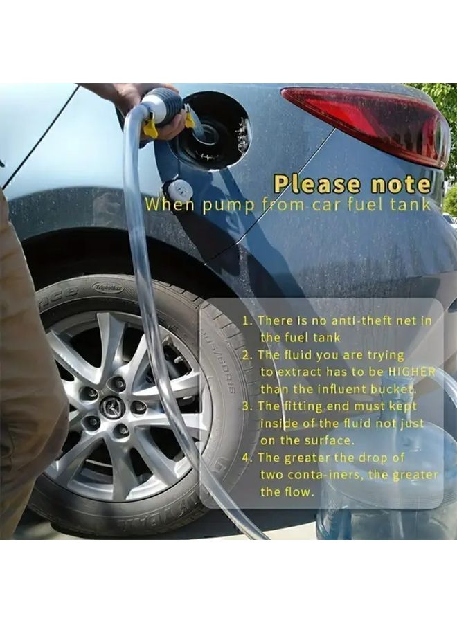 1 Set Manual Fluid Transfer Pump Hand Siphon With 39.37 Inch Hose And Two Valves For Gasoline Diesel Water Fuel Extractor Drain Car Boat Tank Emergency Pump Black - Image 2