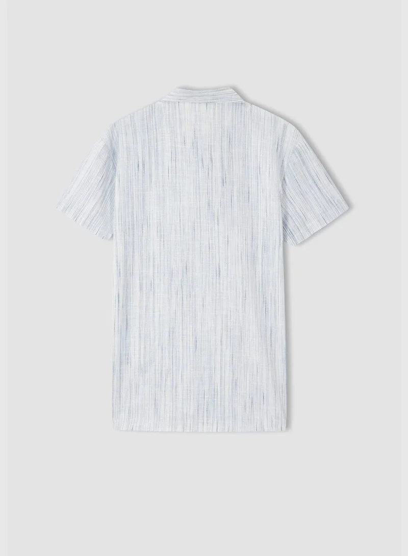ديفاكتو Regular Fit Short Sleeve Striped Poplin Shirt