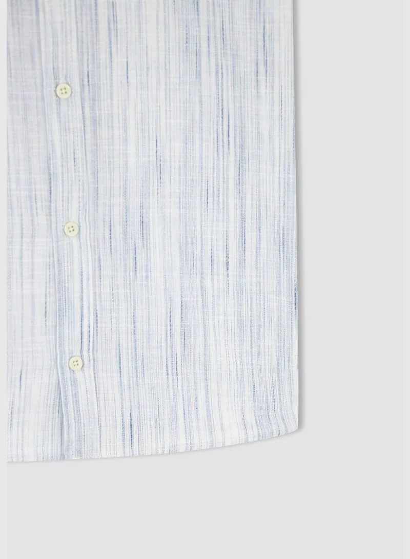 ديفاكتو Regular Fit Short Sleeve Striped Poplin Shirt