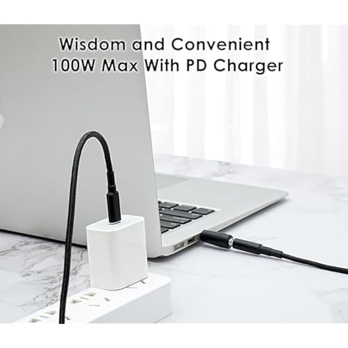 rayihni محولات USB C إلى DC 10 قطع مجموعة قابس الطاقة، كابل طاقة 100 واط PD وموصل أسطواني دائري 5.5X2.1 مم لشحن اللابتوب، متوافق مع سوني، توشيبا، سامسونج، أيسر، أسوس، لينوفو، ديل، HP - Image 2