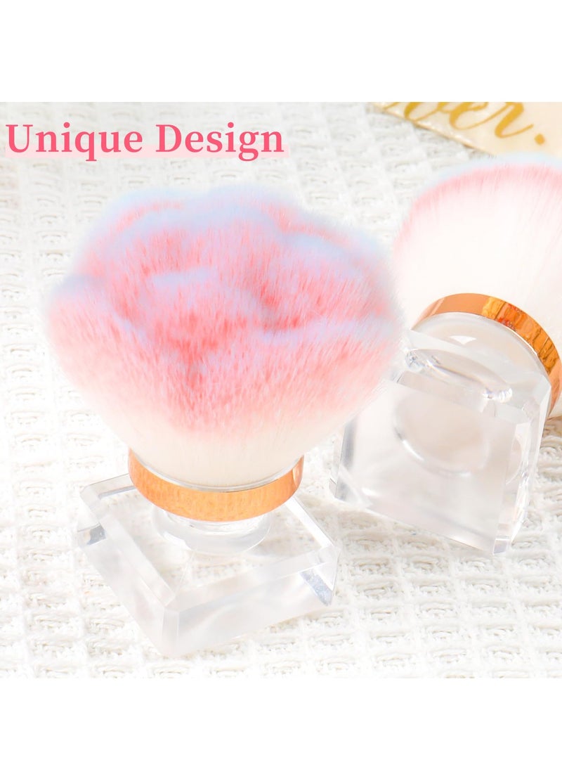 Excefore Nail Dust Brush Set, 2Pcs Crystal Base Nail Art Dust Powder Remover Brushes, Soft Cleaner Brush, Makeup Brushes Manicure Brush Clean Up Tools Nail Art Brush, for Makeup and French Gel Acrylic Nails - Image 5