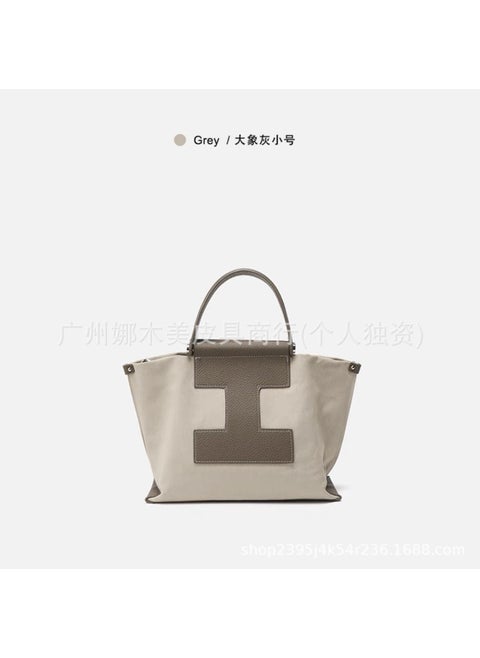 Iacucci 2024 Canvas Tote Shoulder Bag Large Capacity small size elephant ash (with shoulder strap)
