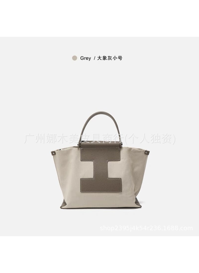 Iacucci 2024 Canvas Tote Shoulder Bag Large Capacity small size elephant ash (with shoulder strap)