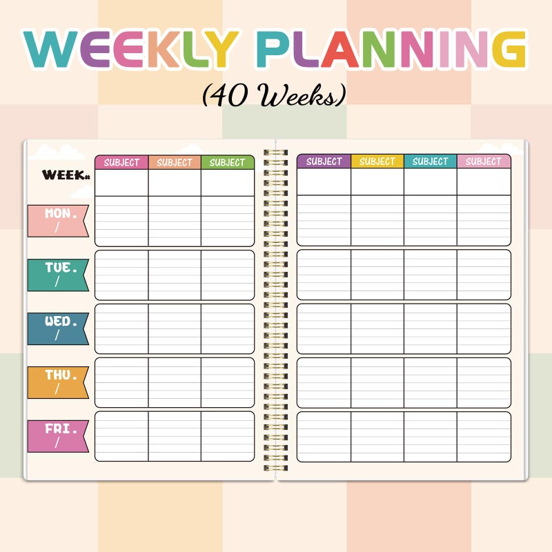 Lortarl Teacher Planner - Undated Teacher Planner, 8.5" x 11", Lesson Plan Book With Stickers, Class Schedule, Weekly Calendar, Great for School - Image 4