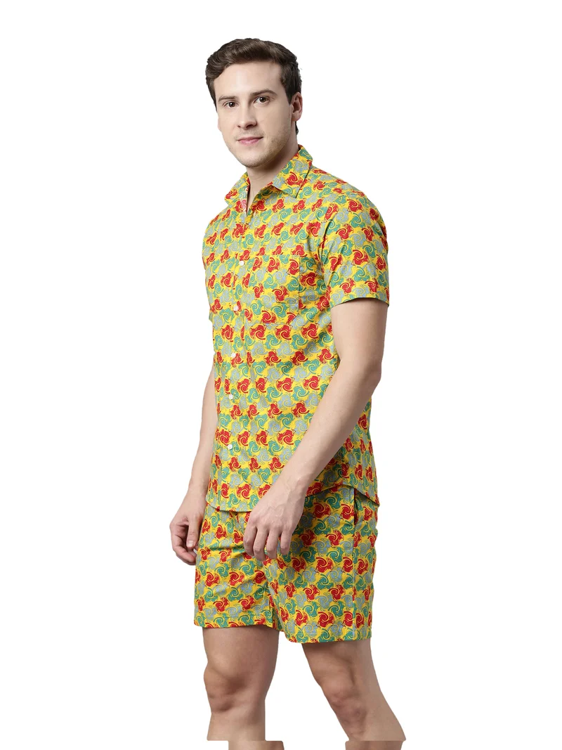 Joven Men's Blue Printed Co-Ords Set for Adults