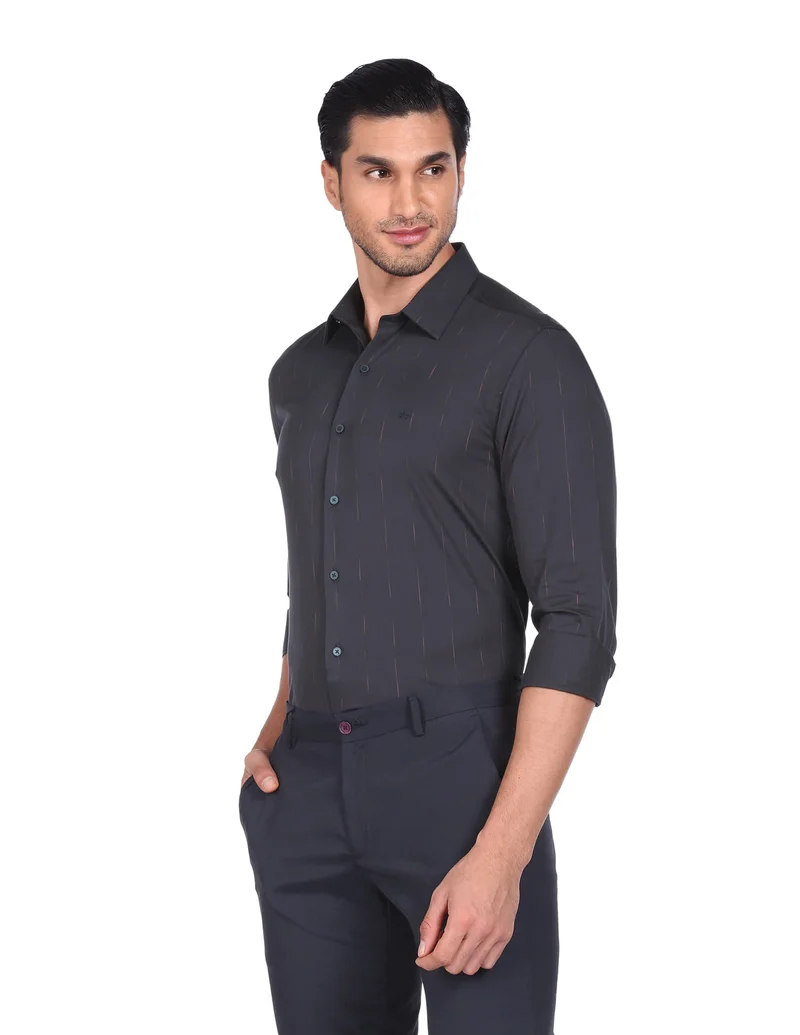 Arrow Navy Pure Cotton Vertical Stripe Shirt for Men | Best Price UAE