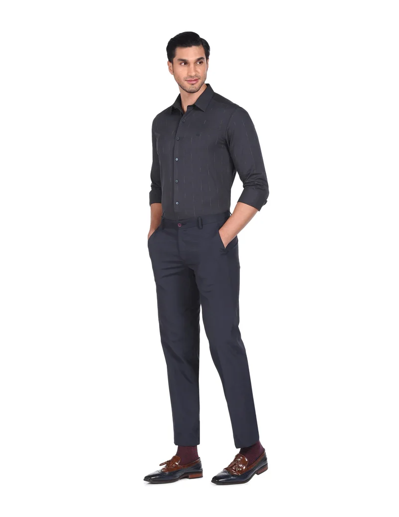 Arrow Navy Pure Cotton Vertical Stripe Shirt for Men | Best Price UAE