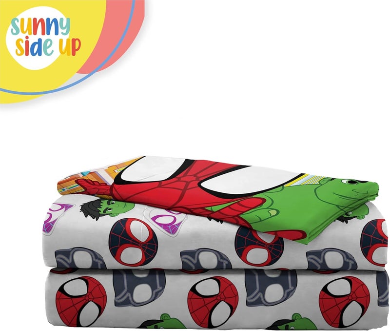 Sunny Side Up مجموعة ملاءات سبايدي وأصدقائه المدهشين للأطفال - مجموعة سرير من 3 قطع تشمل غطاء وسادة - ملاءات ميكروفايبر فائقة النعومة مع ميزات مايلز موراليس وسبايدر غاست - Image 4