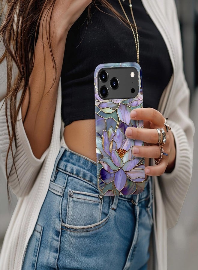 جراب Goodon لهاتف iPhone 17 Pro Max بتصميم أنيق - متوافق مع الشحن اللاسلكي - غطاء صلب مزدوج الطبقات + غطاء سيليكون - جراب حماية للهاتف بتصميمات عصرية للنساء - زهرة اللوتس المجردة - Image 3
