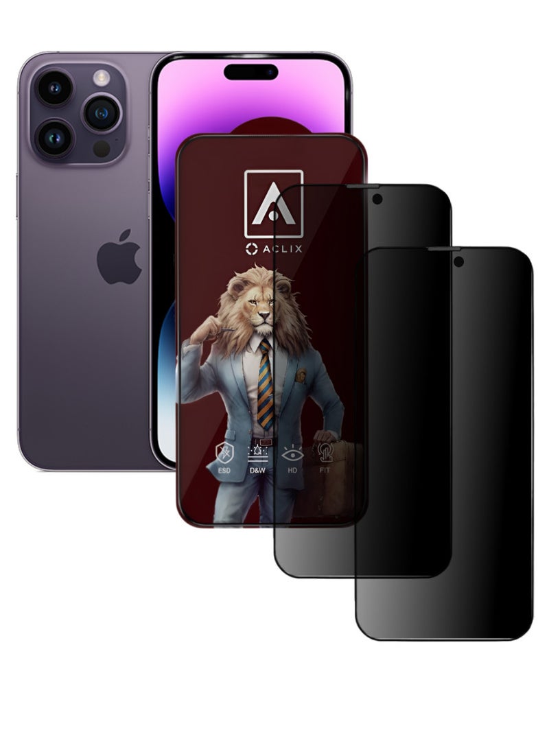 ACLIX 2 Pieces Antistatic ESD Dustproof Premium Quality High Definition Anti-Spy Privacy Tempered Glass Screen Protector Designed For  iPhone 14 Pro Max - Image 1