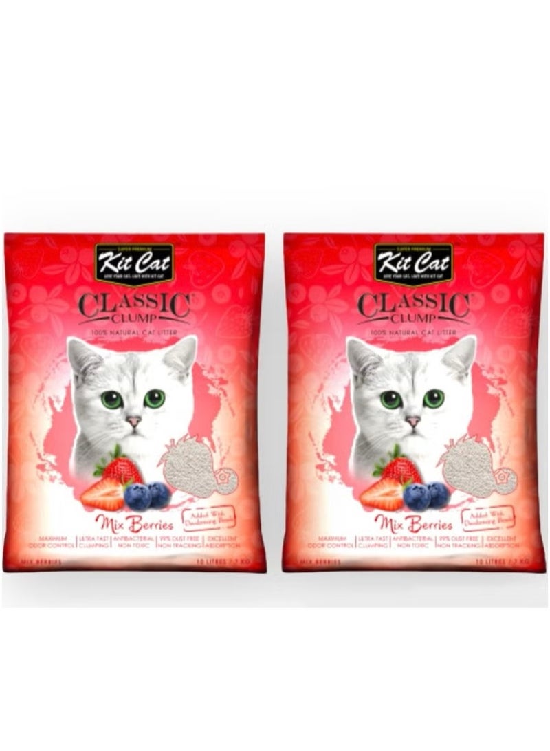 Kit Cat Classic Sand for Cats with Strawberry Scent 10L 2 Pieces