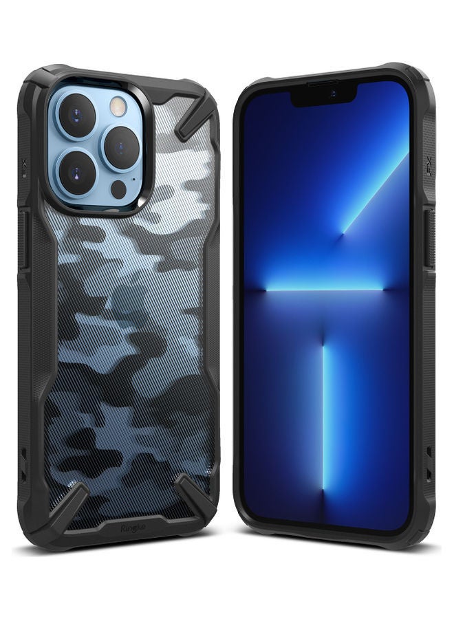 NIBEMINENT Hard Fusion-X Ergonomic Transparent Shock Absorption TPU Bumper for iPhone 13 Pro Max Camo Black - Image 1