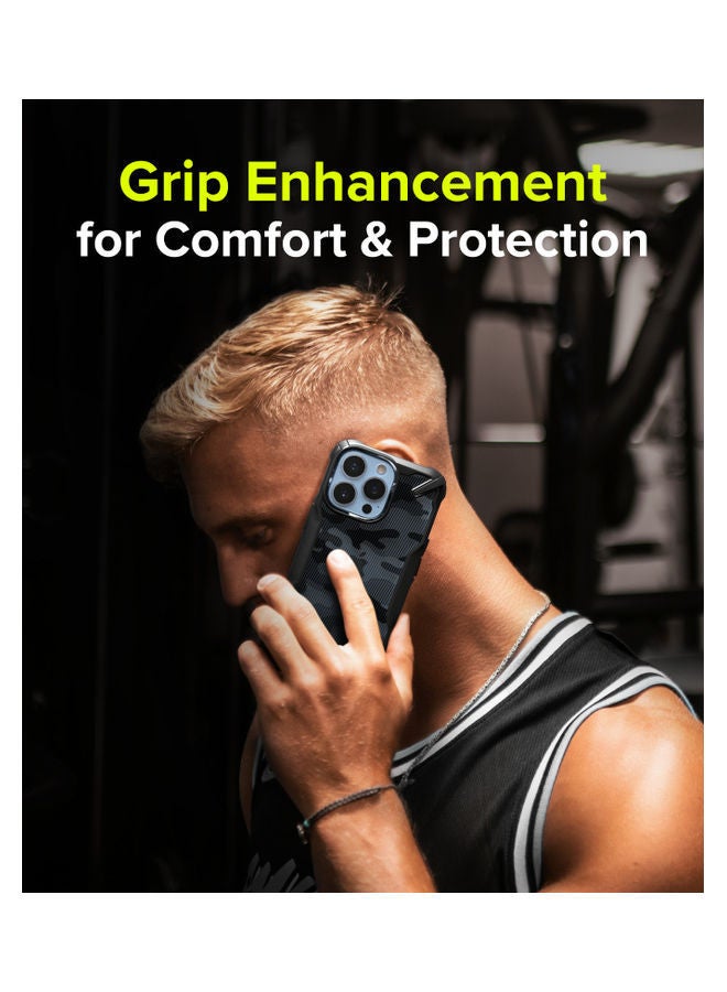 NIBEMINENT Hard Fusion-X Ergonomic Transparent Shock Absorption TPU Bumper for iPhone 13 Pro Max Camo Black - Image 4