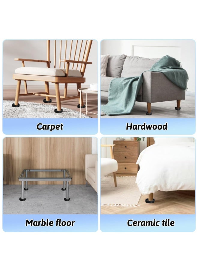 4Pcs 2 x 2 Inch Non Slip Furniture Pads, Round Rubber Caster Cups Furniture Feet Chair Leg Caps, Table Leg Floor Protectors Mute Bed Frame Wheel Stoppers with Anti-Slip Strip, Black - Image 3