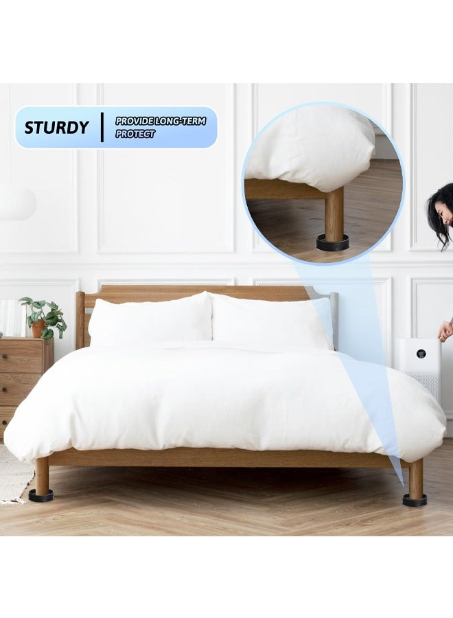 4Pcs 2 x 2 Inch Non Slip Furniture Pads, Round Rubber Caster Cups Furniture Feet Chair Leg Caps, Table Leg Floor Protectors Mute Bed Frame Wheel Stoppers with Anti-Slip Strip, Black - Image 4