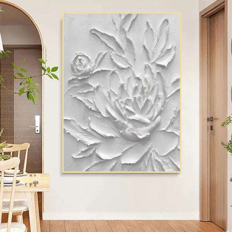 ماركتنا لوحة جداربة قماشية مطبوعة بتصميم اللوحة الجبسية مع برواز مجوف مقاس (40×60) قطعة واحدة - Image 1