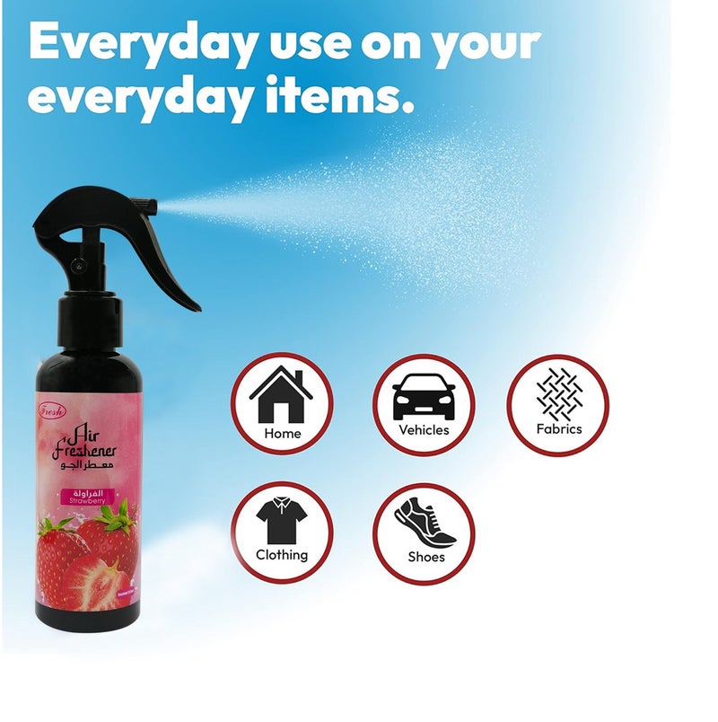 Fresh Strawberry Air Freshener Spray 150ml Long Lasting Room Freshener Fabric Refresher Odour Eliminator Home Office Car Bathroom Bedroom Wardrobe Shoe Cabinet Curtain Sofa Air Spray Deodorizer Daily Use Fresh Scent Air Care Solution - Image 4
