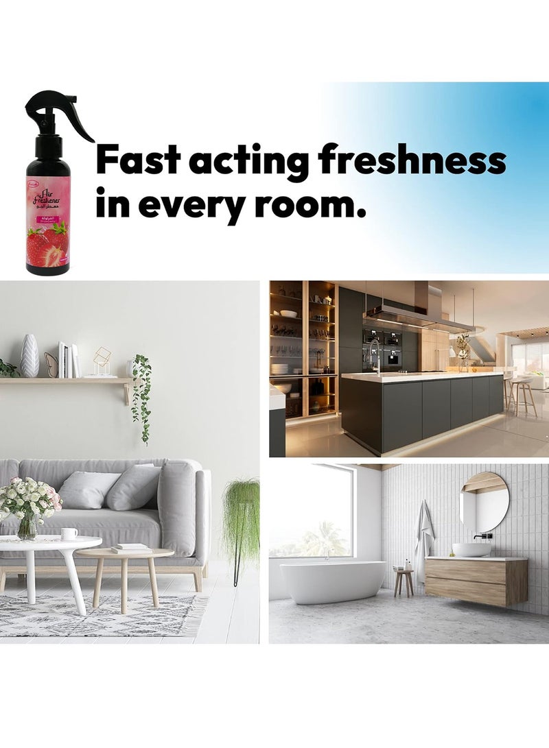 Fresh Strawberry Air Freshener Spray 150ml Long Lasting Room Freshener Fabric Refresher Odour Eliminator Home Office Car Bathroom Bedroom Wardrobe Shoe Cabinet Curtain Sofa Air Spray Deodorizer Daily Use Fresh Scent Air Care Solution - Image 3