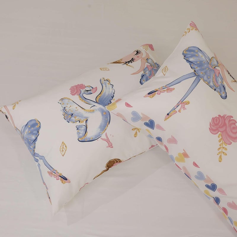 Bhoomi Impex Bed Sheets Brushed Microfiber Princess Girl with Heart Patterned Sheet Pillowcase Sets_Single 68x90 Inch - Image 4