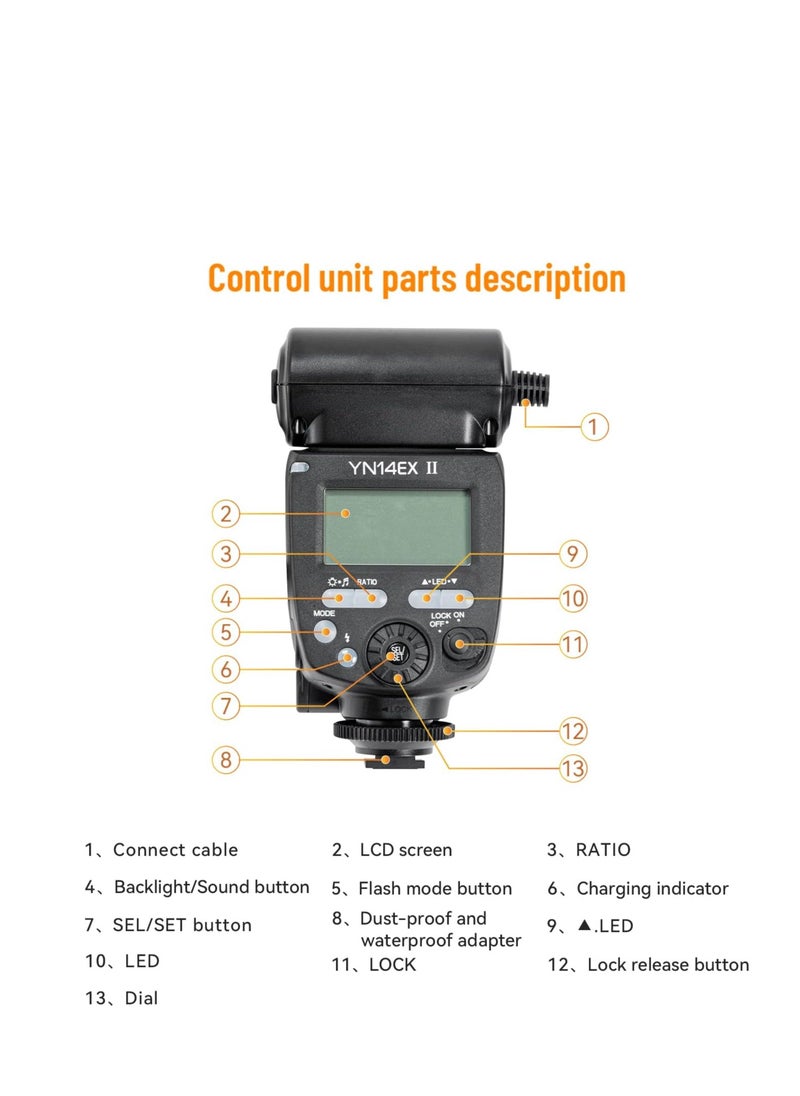 YONGNUO YONGNUO YN14EX II S Macro Ring Flash for Sony Cameras – TTL, 8-Level Brightness, Adapter Rings (49-72mm), LCD Display, LED Focus Assist, Ideal for Macro & Close-Up Photography  - Image 3