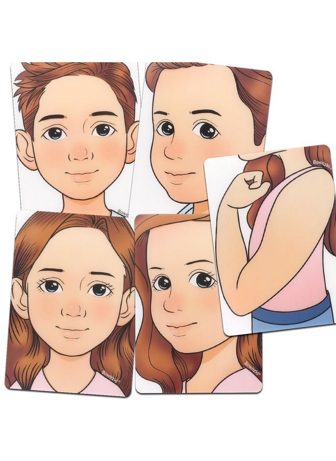 بويتزكي لوحة تدريب على رسم الوجه، 5 قطع قابلة لإعادة الاستخدام، لوحة تدريب على رسم الوجه الملونة، قالب تدريب على رسم المكياج بحجم A4  - Image 1