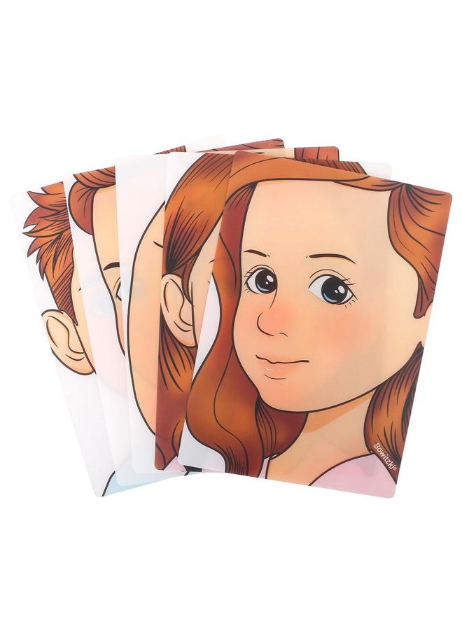 بويتزكي لوحة تدريب على رسم الوجه، 5 قطع قابلة لإعادة الاستخدام، لوحة تدريب على رسم الوجه الملونة، قالب تدريب على رسم المكياج بحجم A4  - Image 4