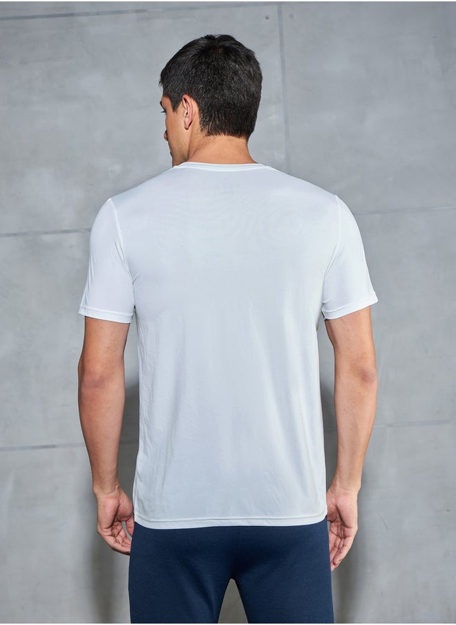 Technosport Slogan Print 4-Way Stretch Slim Fit T-Shirt  - Image 4