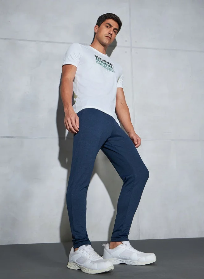 Technosport Slogan Print 4-Way Stretch Slim Fit T-Shirt