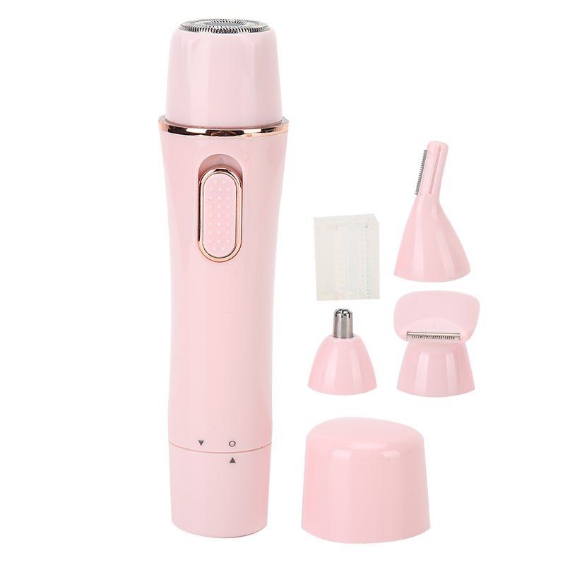 4 in 1 Electric Hair Shaver Epilator Portable Eyebrow Nose Hair Trimmer Pink (USB Charging) - Image 2